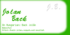 jolan back business card